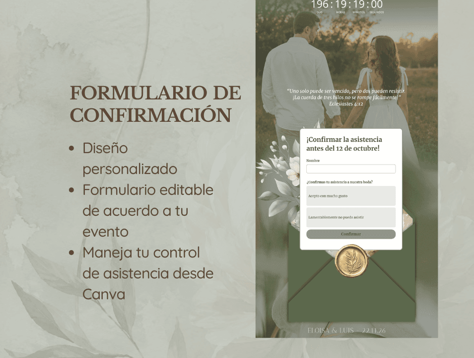 Invitación de Boda Olive Romance · imagen 4