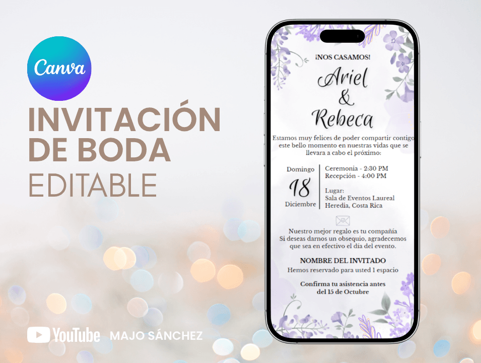 Invitación de Boda Flores Lila