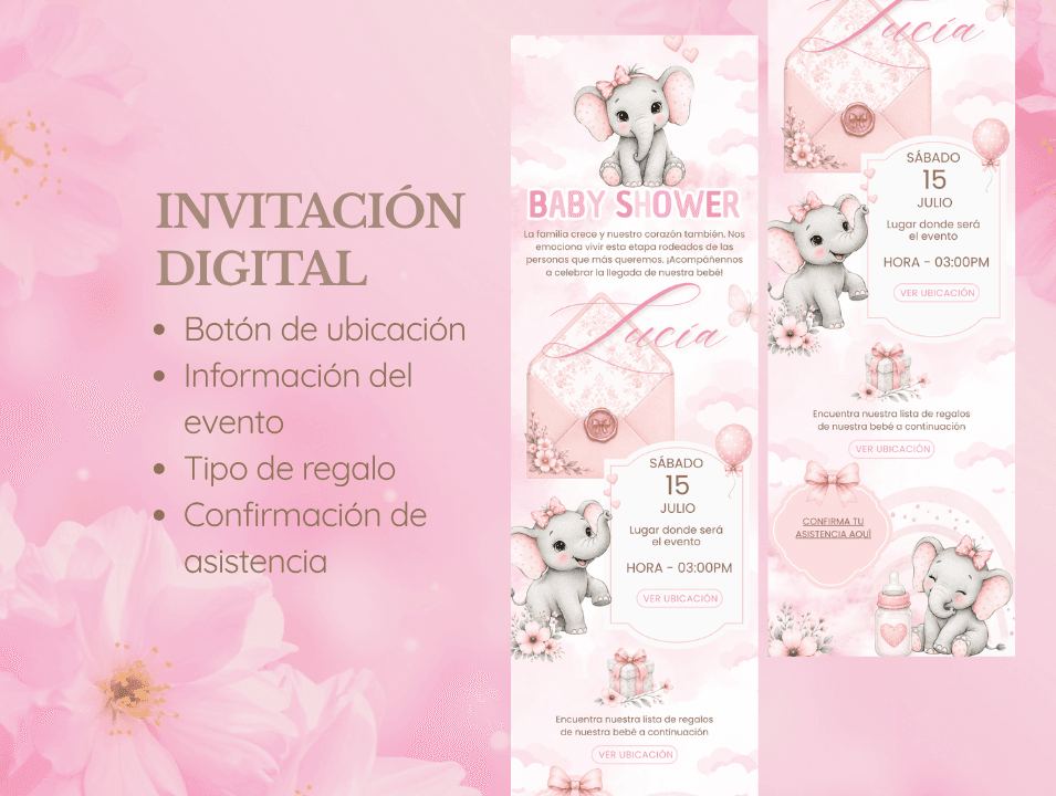 Invitación Baby Shower de Elefantita · imagen 3