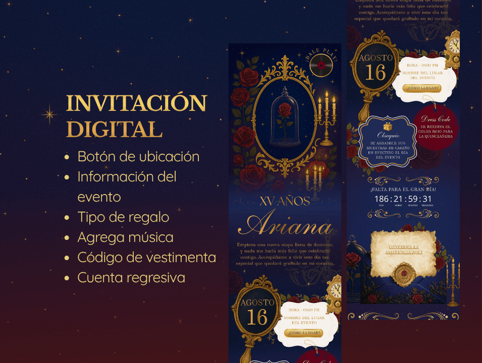 Invitación XV años La Bella y La Bestia · imagen 3