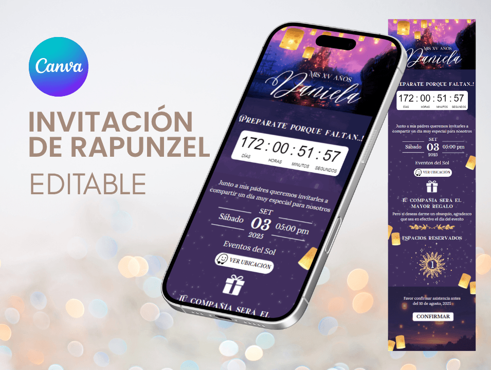 Invitación XV años Rapunzel