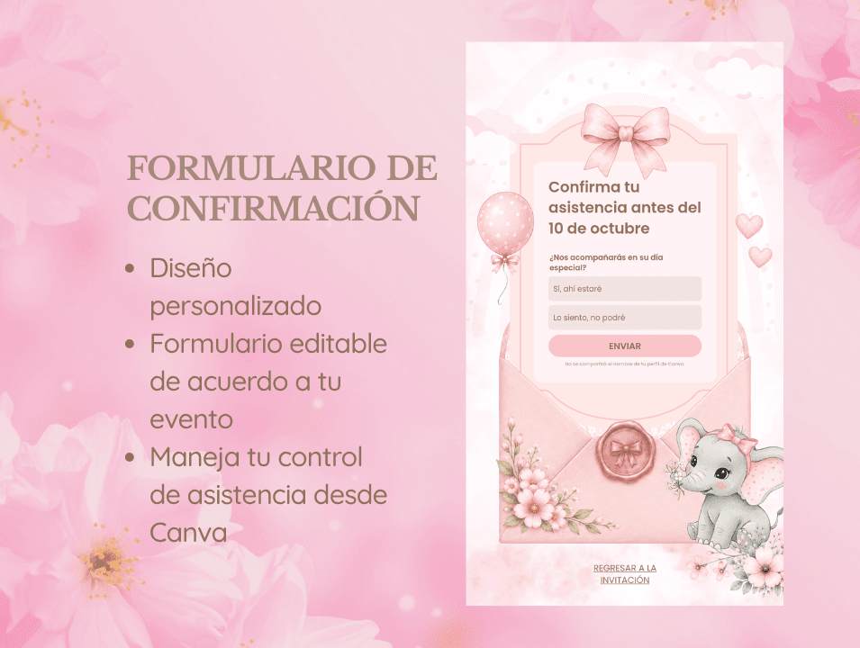 Invitación Baby Shower de Elefantita · imagen 4