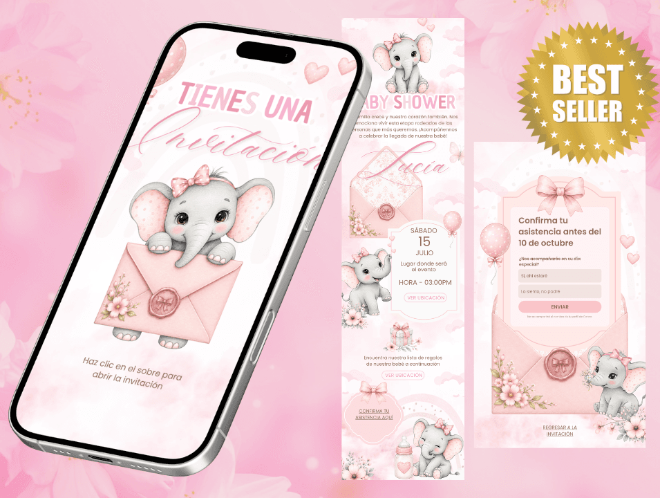 Invitación Baby Shower de Elefantita