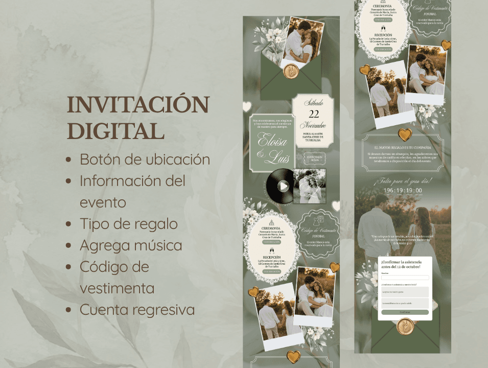 Invitación de Boda Olive Romance · imagen 3